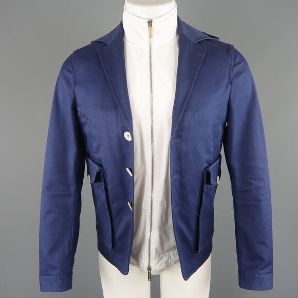 DSQUARED2 36 Navy Hooded Jacket Vest - Picture 1 of 11